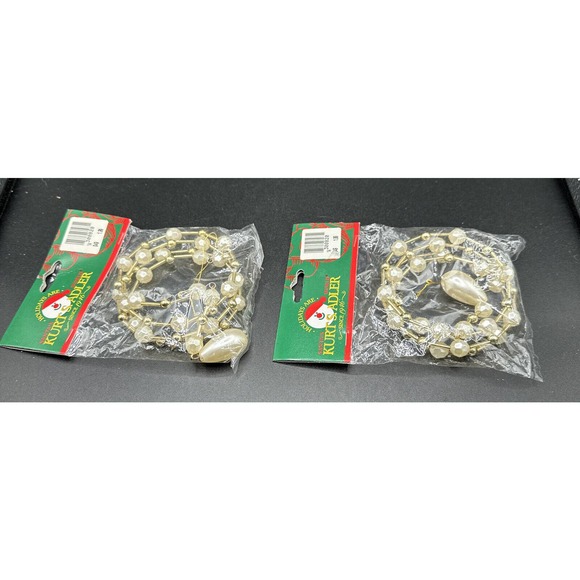 KURT S ADLER Gold & White Beaded Icicle Christmas ORNAMENT Santa's World 5J New! - Picture 7 of 7